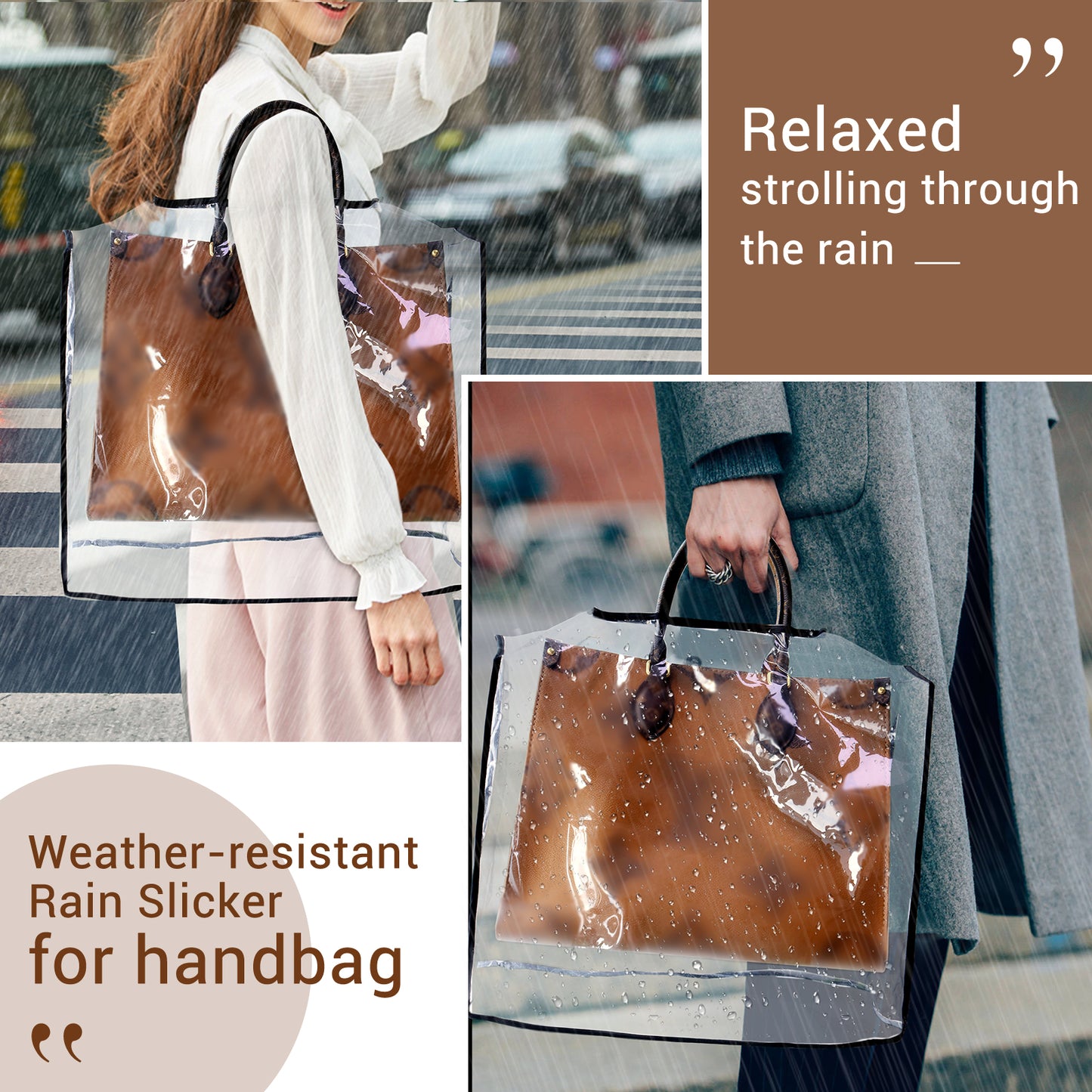For Vaugirard/Gabrielle Hobo Bag/Miss Dior Tote Maxi | TPU Waterproof Transparent Rain Slicker Raincoat with Magic Tape