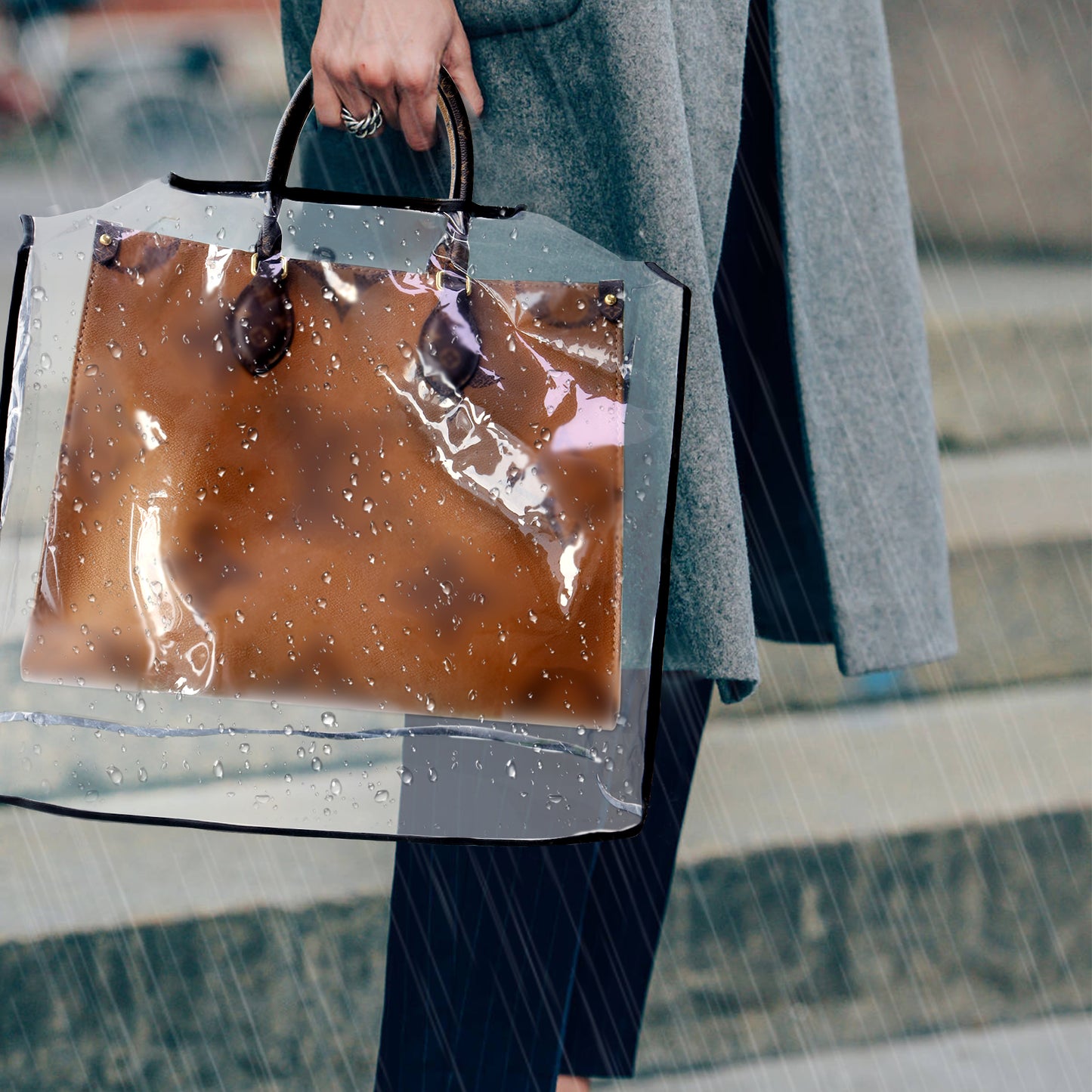 For Vaugirard/Gabrielle Hobo Bag/Miss Dior Tote Maxi | TPU Waterproof Transparent Rain Slicker Raincoat with Magic Tape