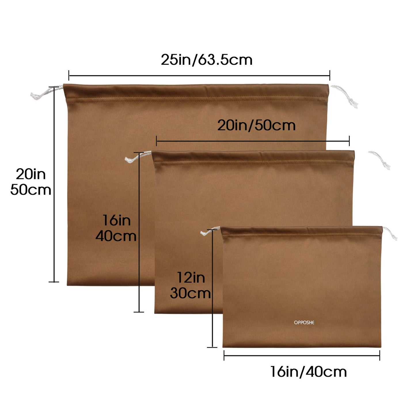 For Birkin 25/Speedy 25/Neverfull MM/Book Tote Maxi and More | Dust Cover Storage Bags Set of 3 with Drawstring