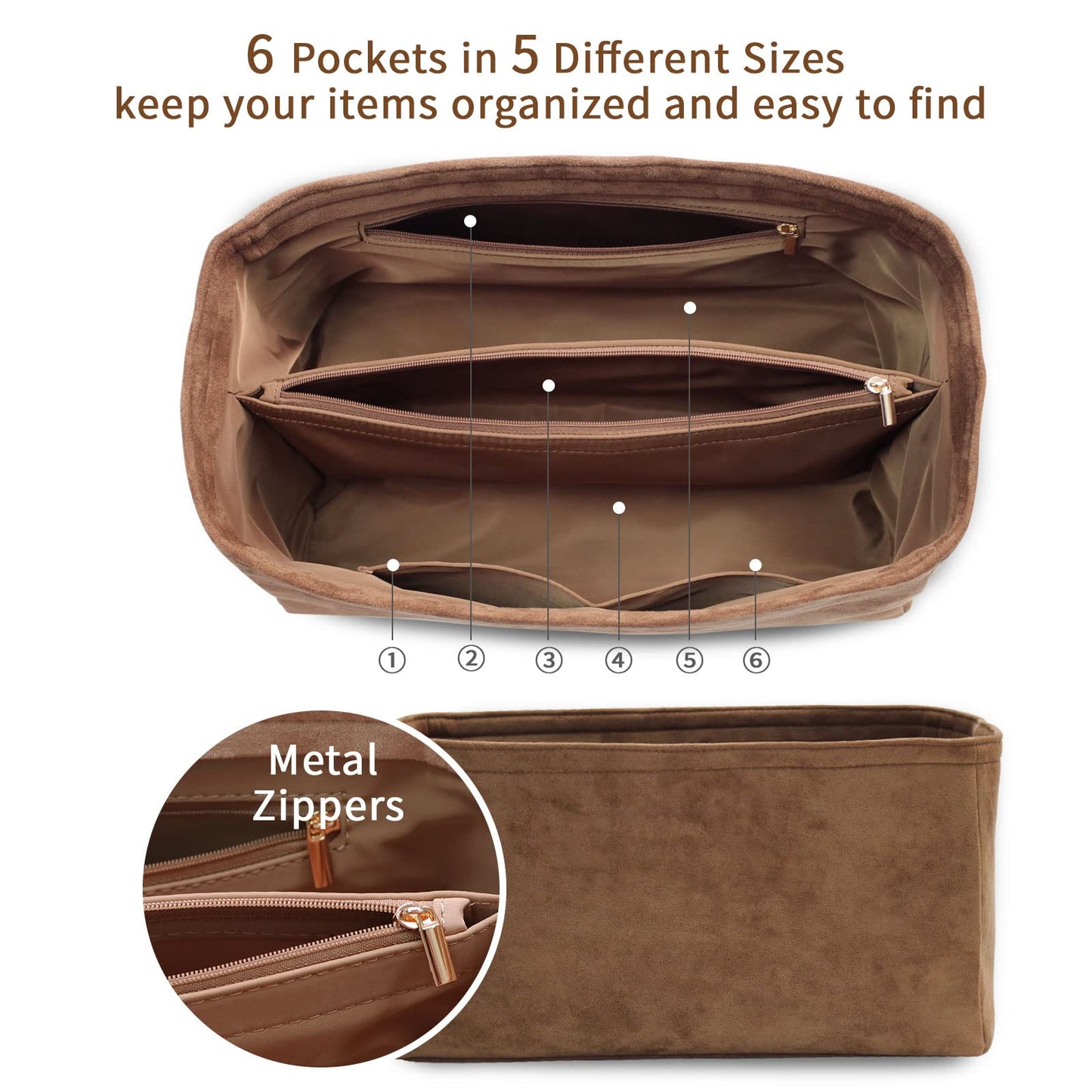 For Neverfull MM/Garden Party 36/Birkin 40 and More | Suede Velvet Handbag Organizer Insert