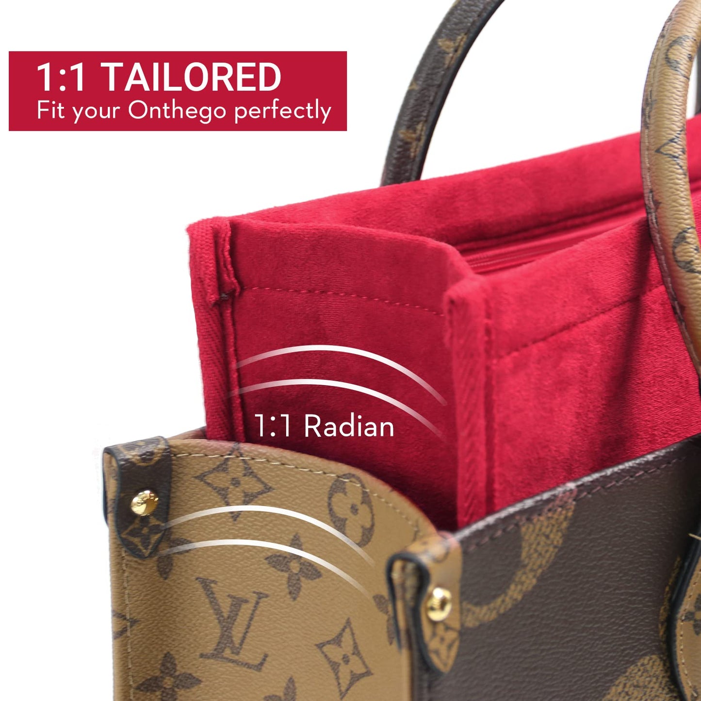 For Onthego MM/Birkin 30/Kelly 32 and More | Suede Velvet Bag Organizer Insert with Key Chain