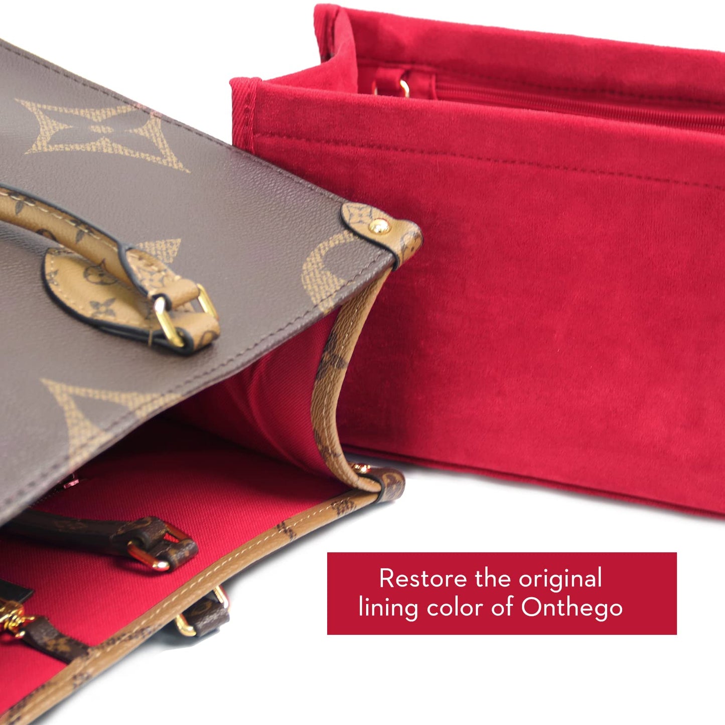 For Onthego MM/Birkin 30/Kelly 32 and More | Suede Velvet Bag Organizer Insert with Key Chain