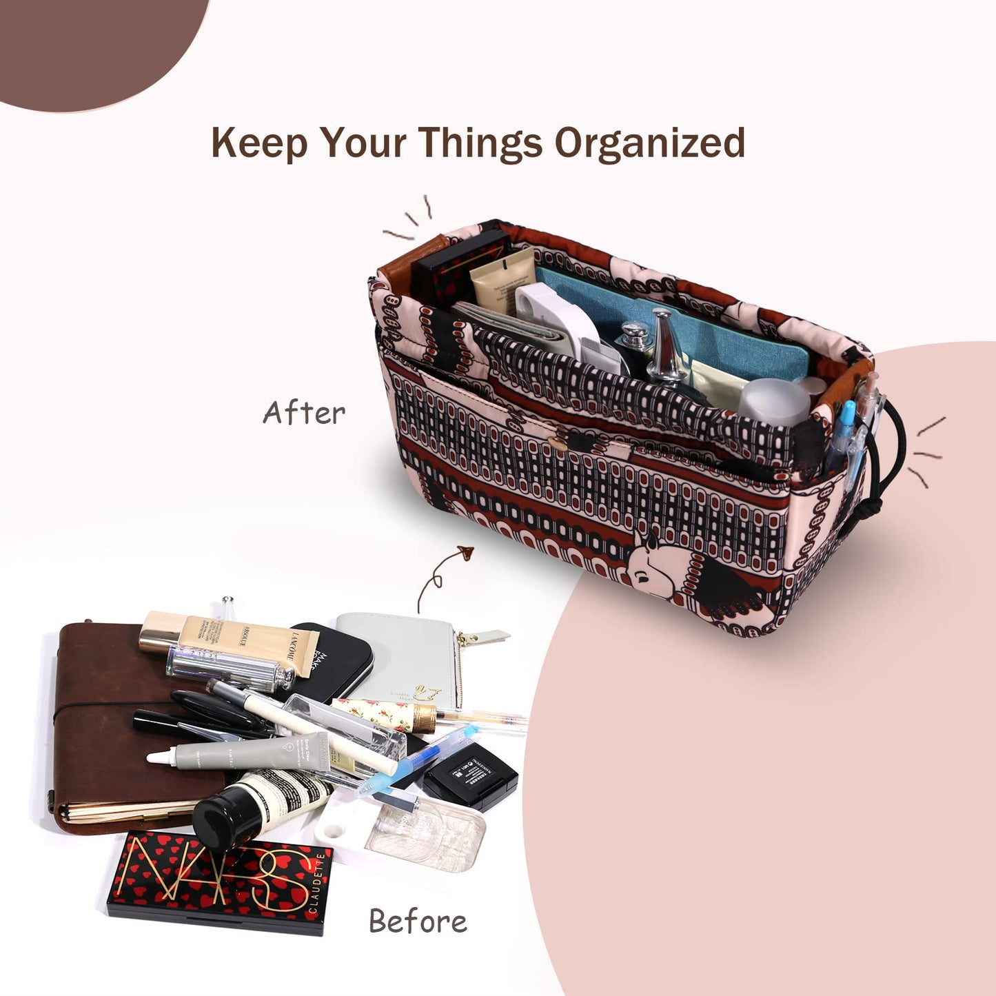 For Neverfull MM/Garden Party 36/Birkin 40 and More | Suede Velvet Handbag Organizer Insert