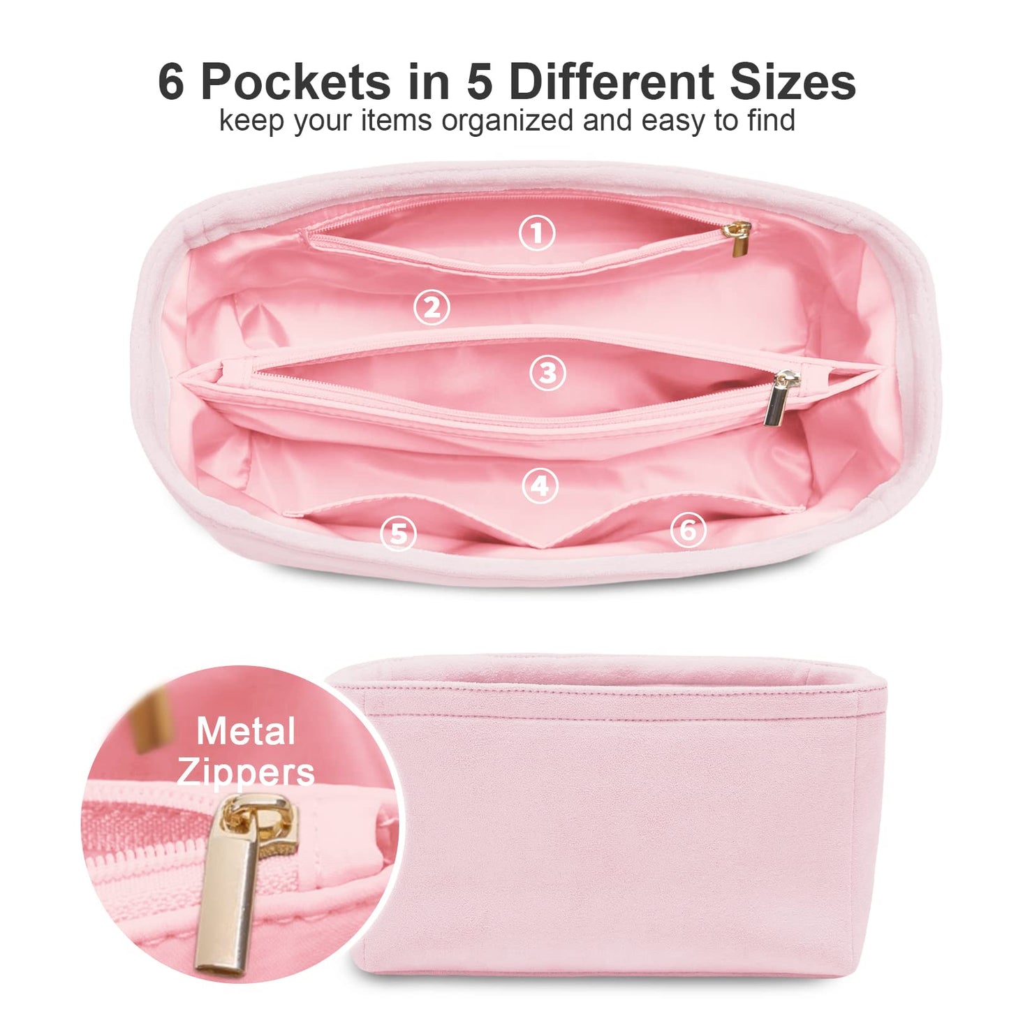 For Neverfull MM/Garden Party 36/Birkin 40 and More | Suede Velvet Handbag Organizer Insert
