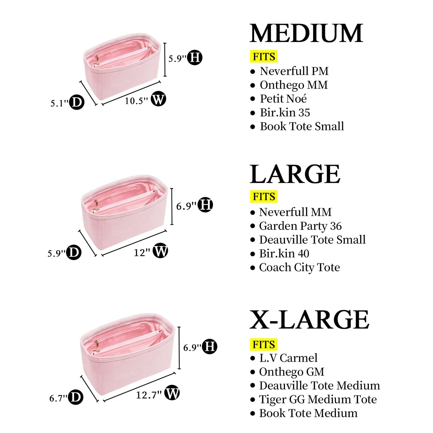 For Speedy 30/Onthego MM/Neverfull MM/Birkin 30 and More | Suede Velvet Handbag Organizer Insert