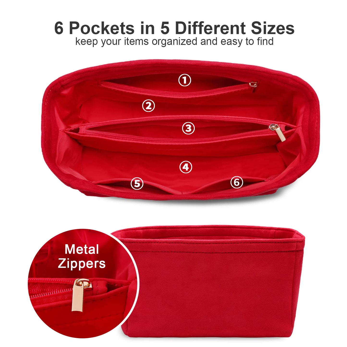 For Onthego GM/Carmel/Deauville Tote and More | Suede Velvet Handbag Organizer Insert