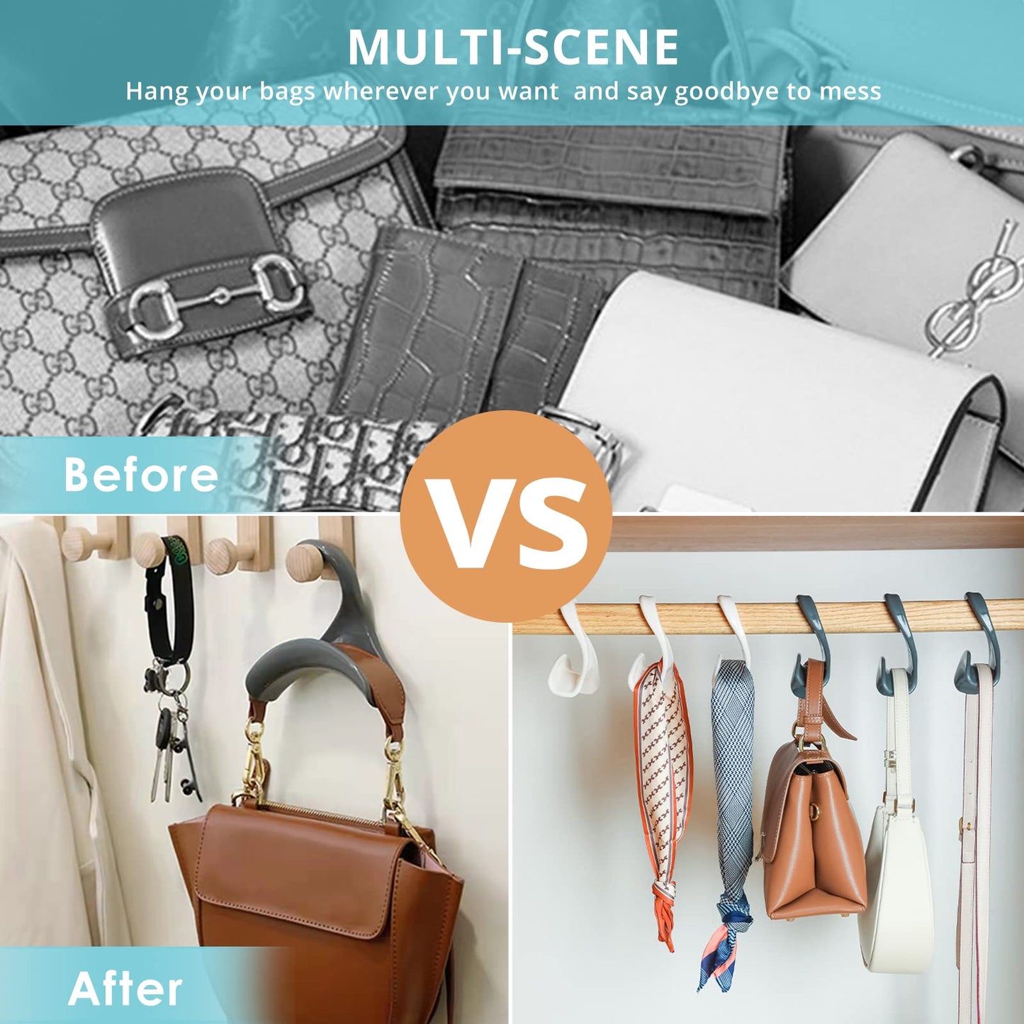 6 Pieces Purse Hanger Hook Rack Holder