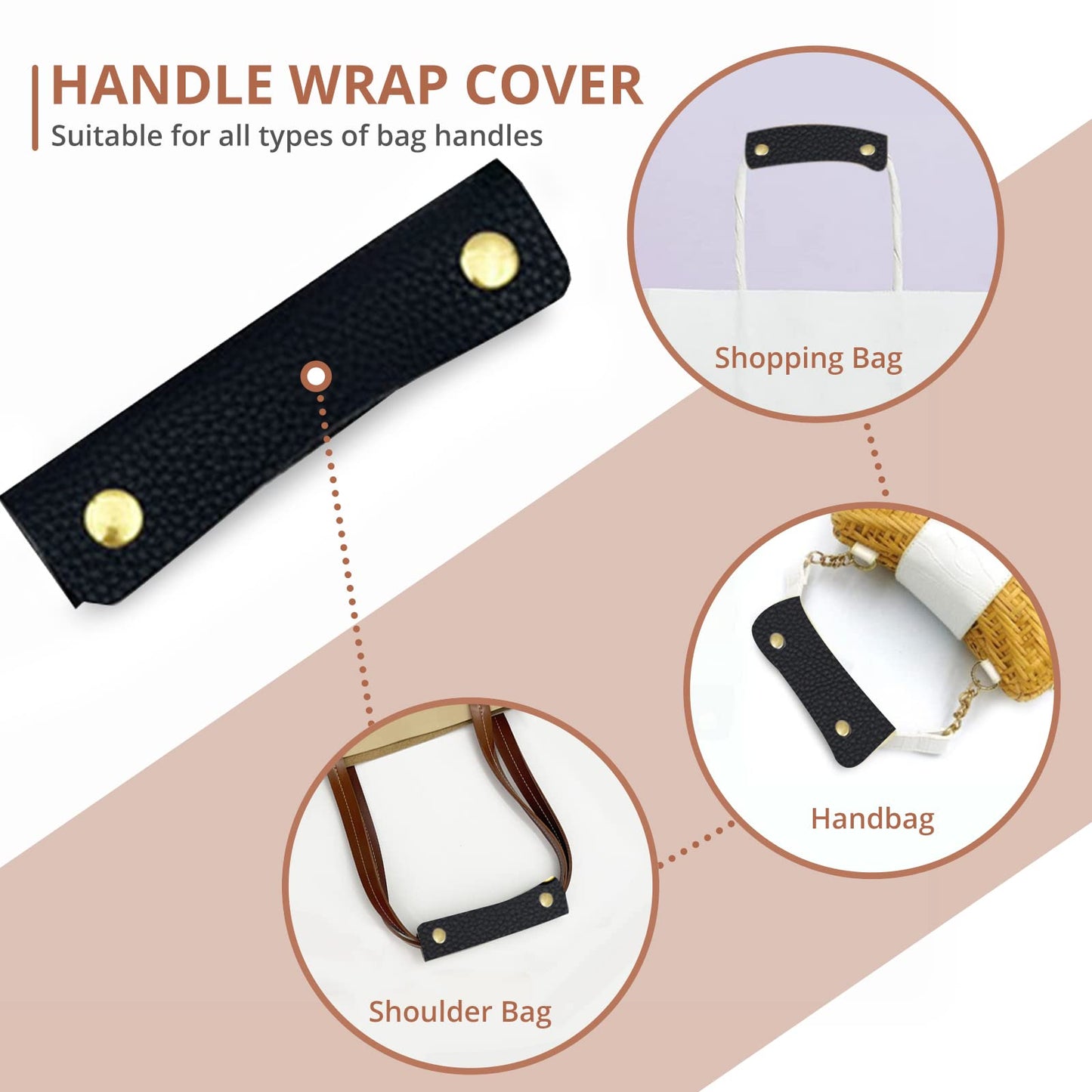 2 Pieces Leather Handbag Handle Wrap Cover
