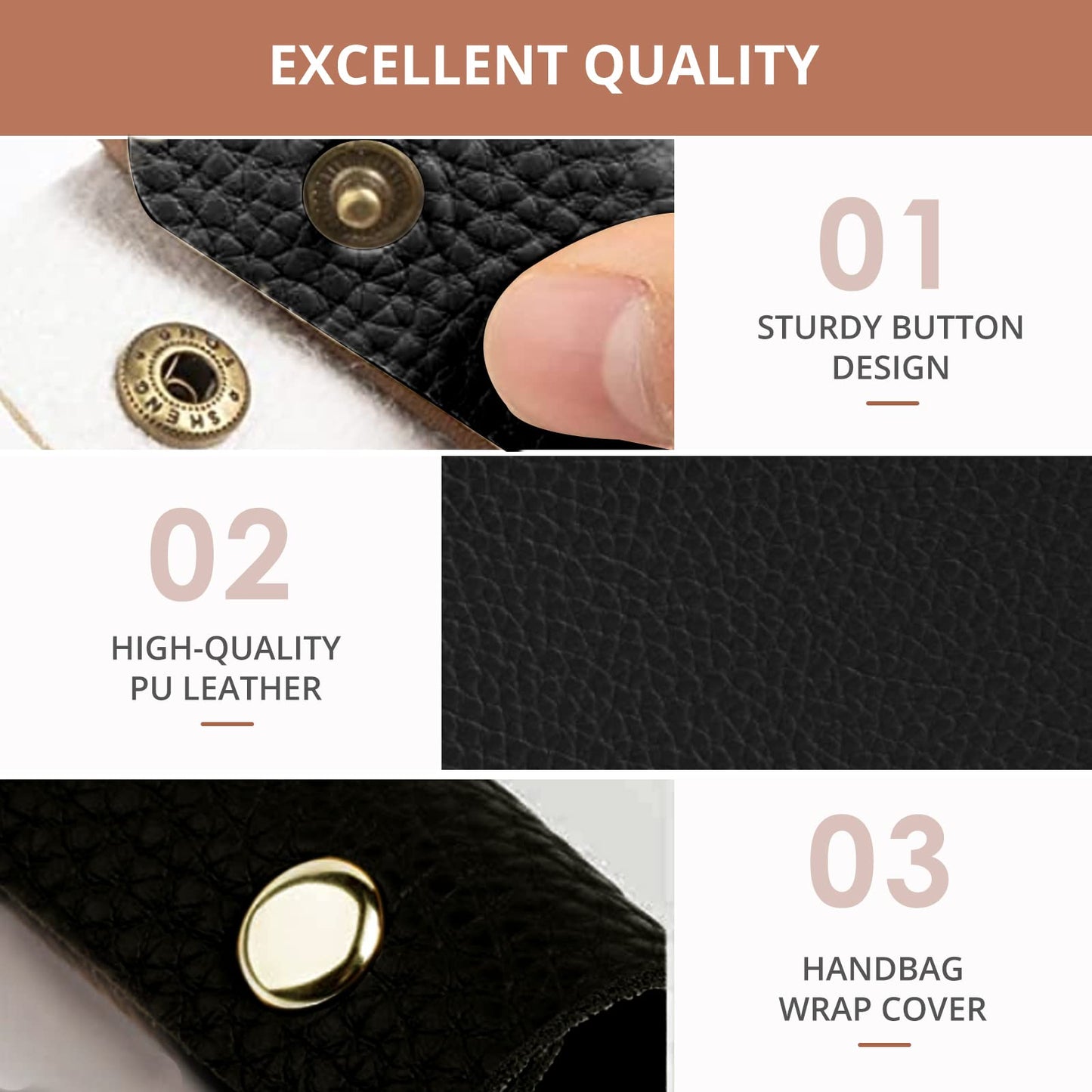 2 Pieces Leather Handbag Handle Wrap Cover