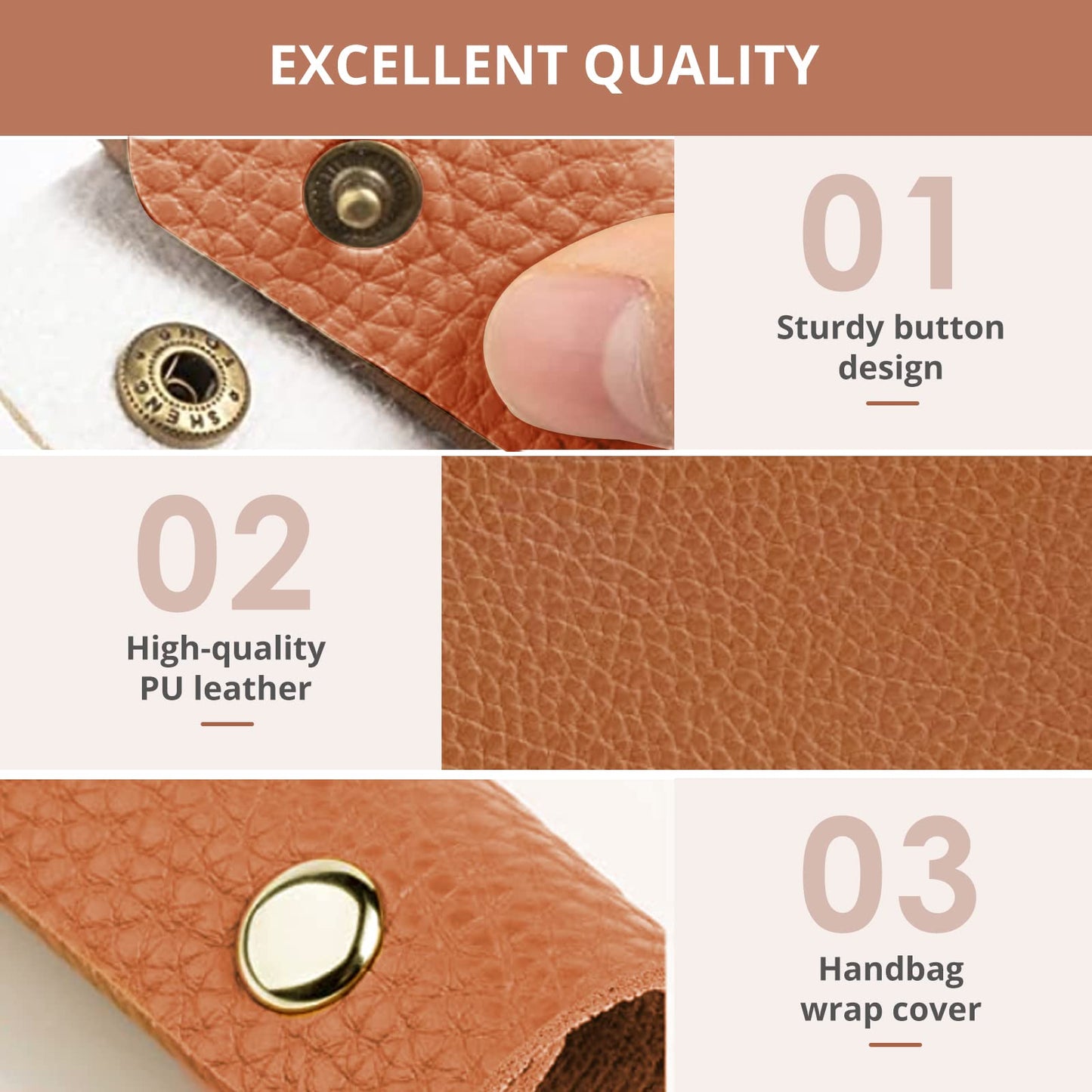2 Pieces Leather Handbag Handle Wrap Cover