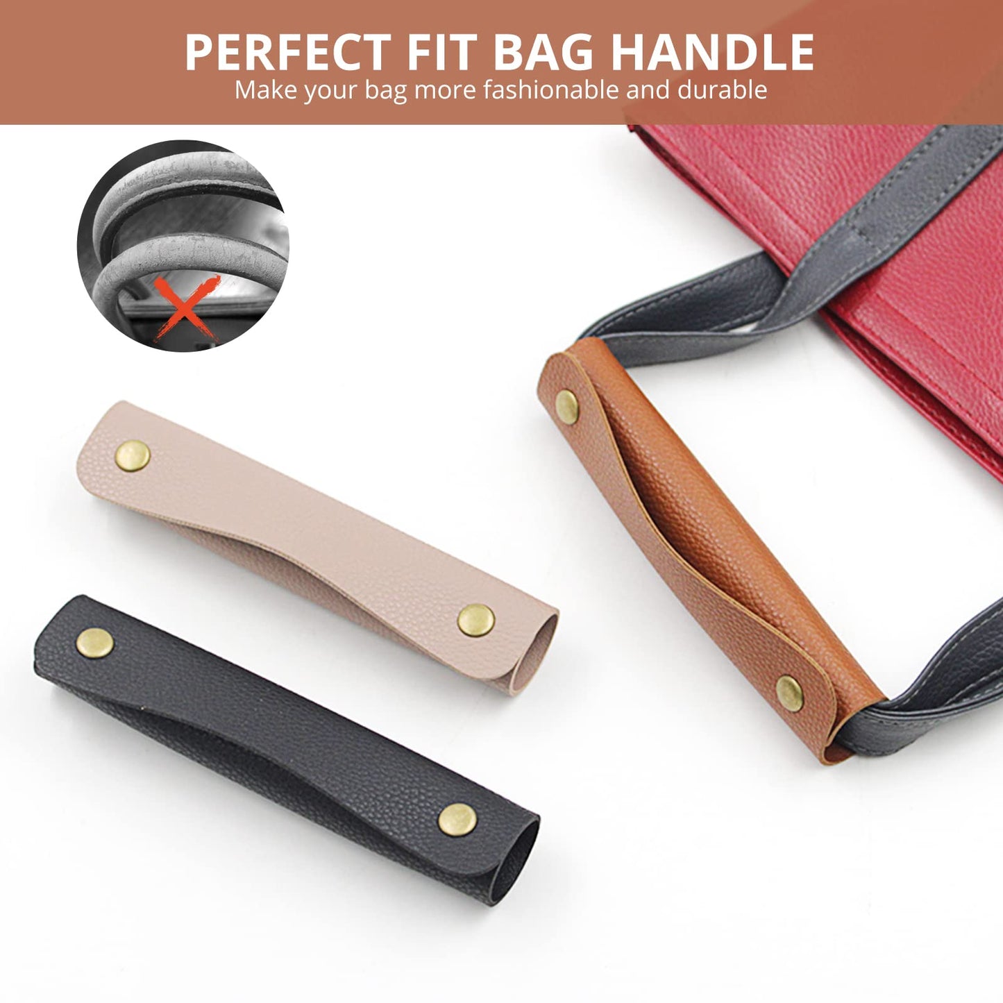 2 Pieces Leather Handbag Handle Wrap Cover