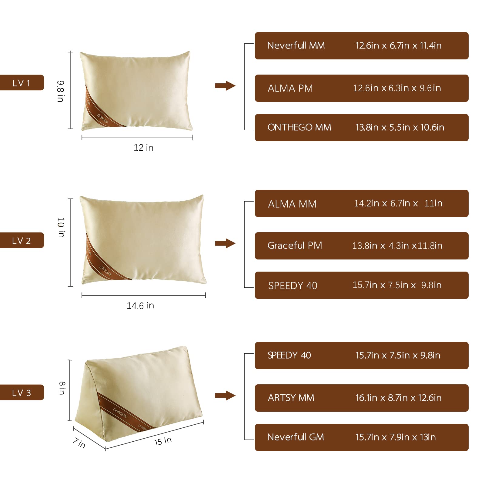 Satin Pillow Luxury Bag Shaper For Louis Vuitton's Alma BB, Alma