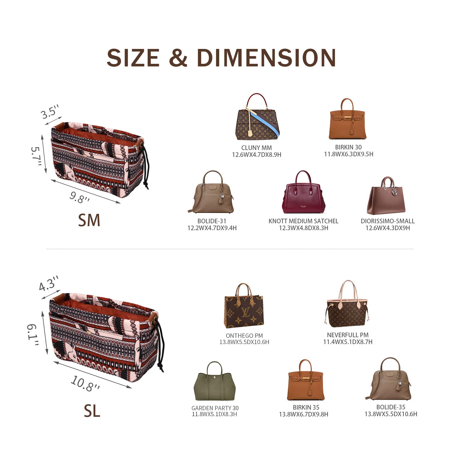 For Speedy 35/Neverfull GM/Birkin 40 and More