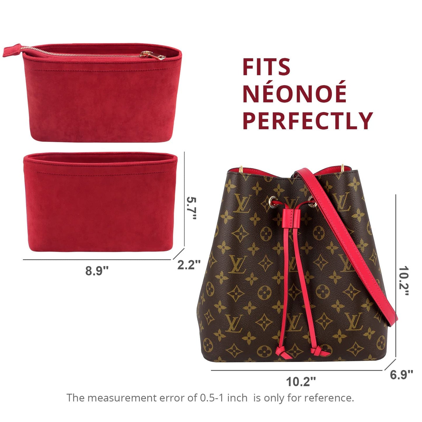 Louis Vuitton NeoNoe Dual organizer Two sided, Two compartment bag insert  for neonoe noe lv monogram handbag new structure detailed custommade –  ByAsteria