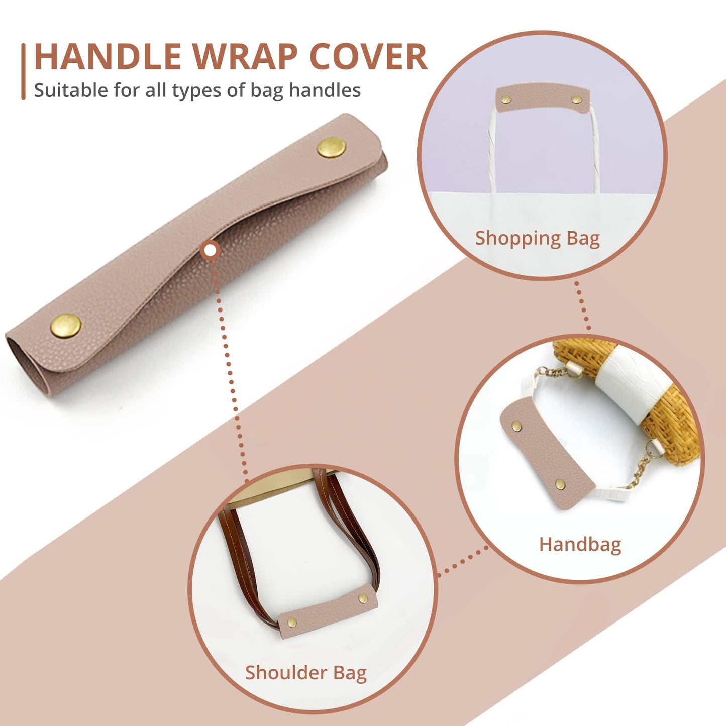 2 Pieces Leather Handbag Handle Wrap Cover