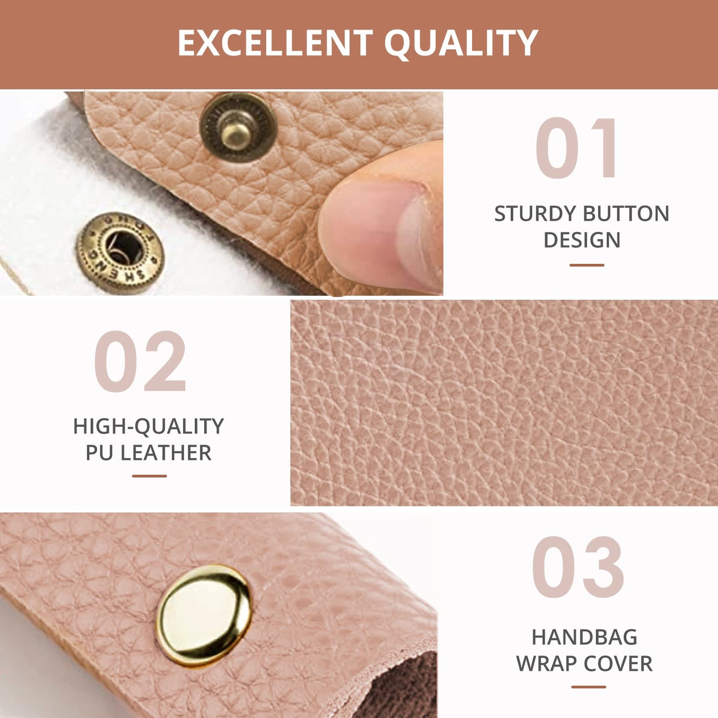 2 Pieces Leather Handbag Handle Wrap Cover